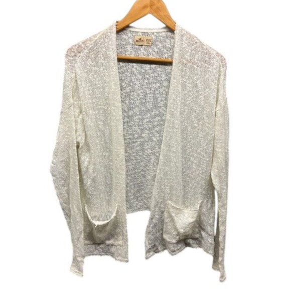 Hollister Women’s XS/S Cream Cardigan Open Knit Lightweight Sweater Pockets - Picture 1 of 10